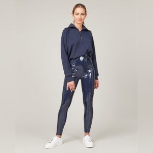 Spanx Faux Patent Leather Leggings in Navy. Size L, regular inseam.